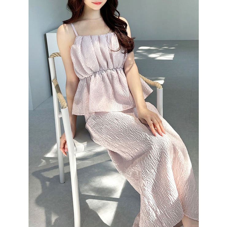 ピンク | ジャガードペプラムキャミチュニック【セットアップ着用可能】 | RESEXXY