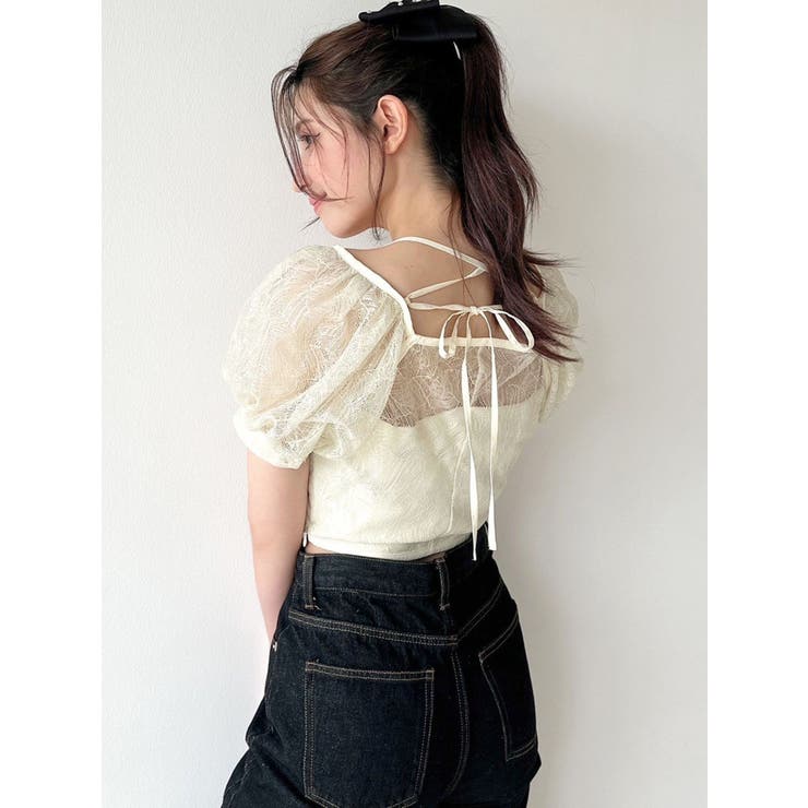 レース風刺繍入フリルブラウス | outlet | axes femme online shop