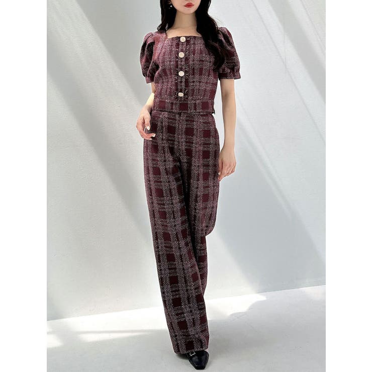 パープル | ツイードワイドパンツ【セットアップ着用可能】 | RESEXXY