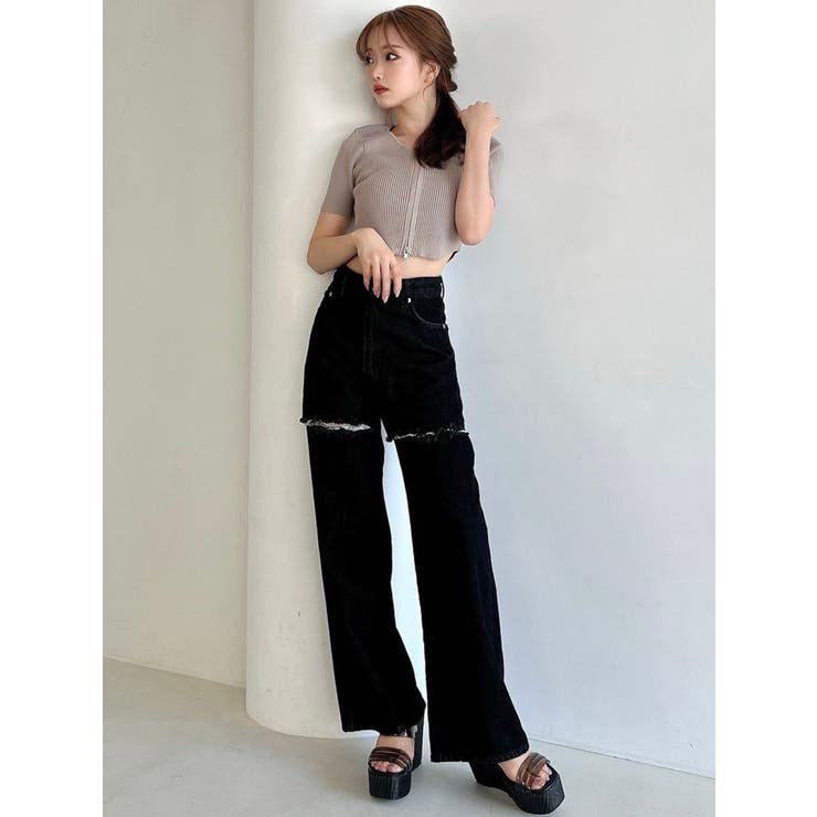 ジップデザインクロップドニットトップス | RESEXXY | 詳細画像13 