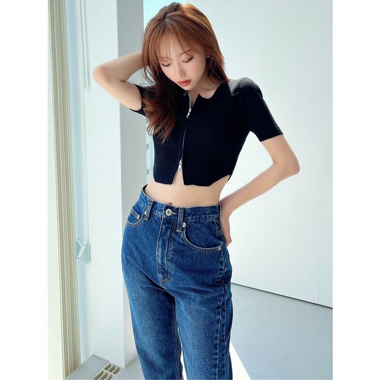 ジップデザインクロップドニットトップス | RESEXXY | 詳細画像3 