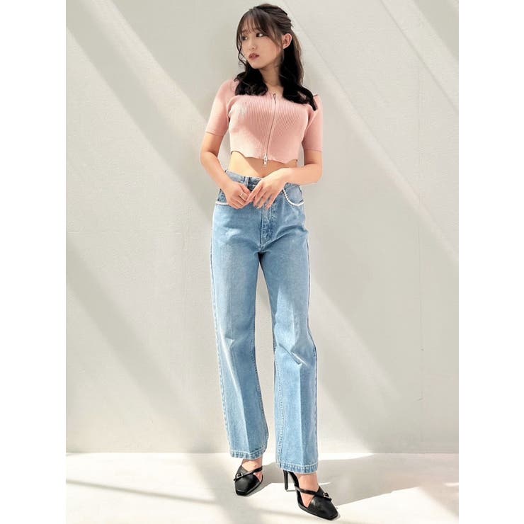 ジップデザインクロップドニットトップス | RESEXXY | 詳細画像8 