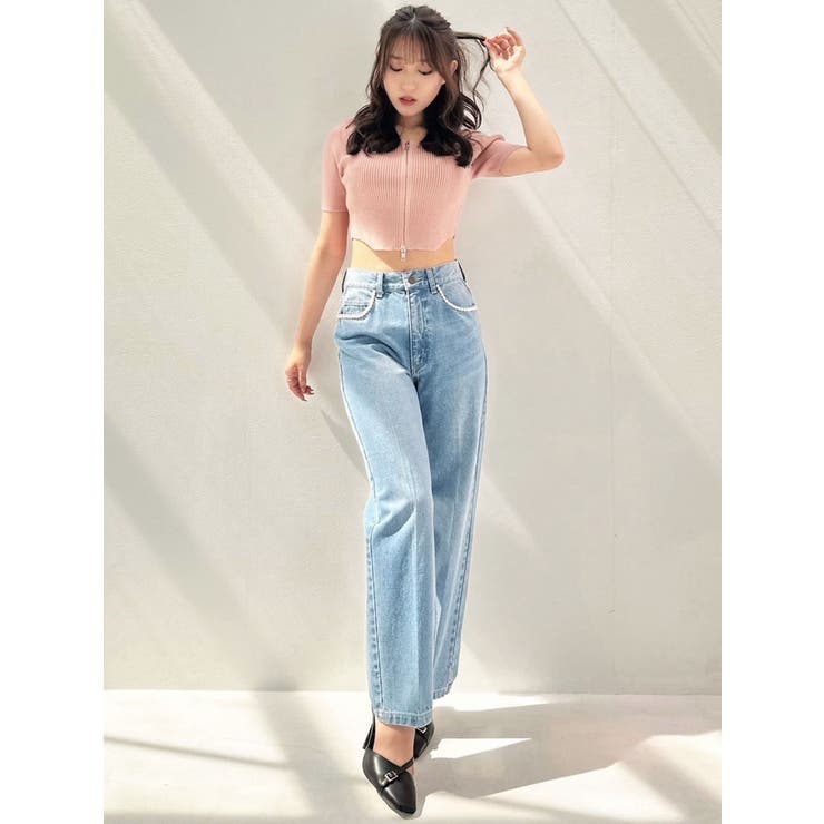 ジップデザインクロップドニットトップス | RESEXXY | 詳細画像9 