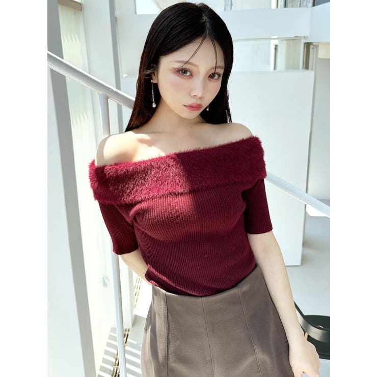 シャギーコンビオフショルニットトップス | RESEXXY | 詳細画像13 