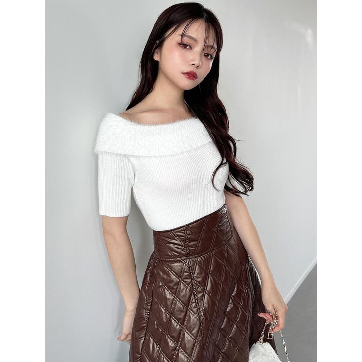 シャギーコンビオフショルニットトップス | RESEXXY | 詳細画像3 