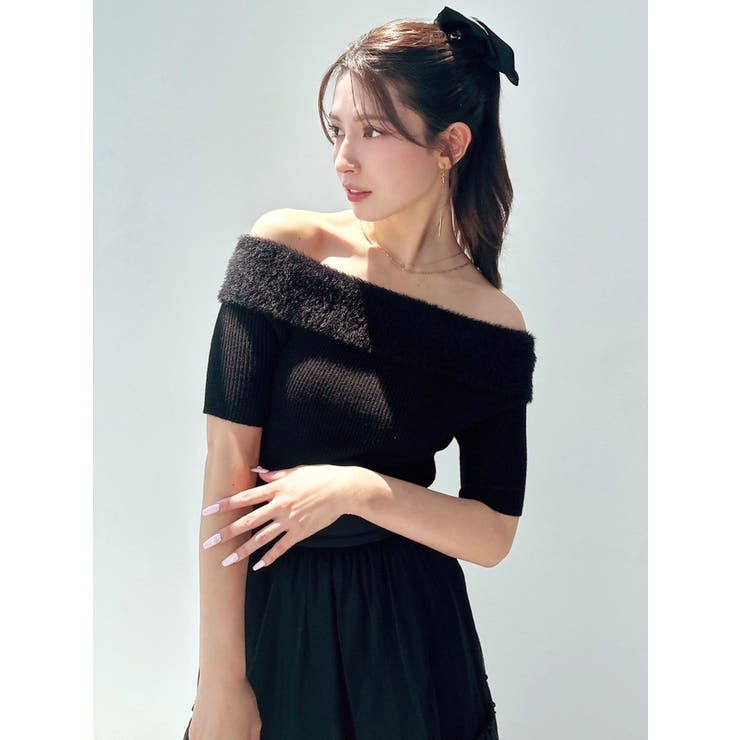 シャギーコンビオフショルニットトップス | RESEXXY | 詳細画像7 