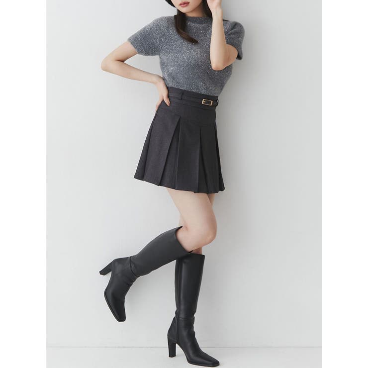 チャコールグレー | ミニシャギーラメニットトップス | RESEXXY