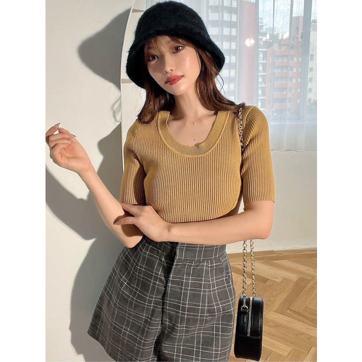 ラウンドネックリブニットトップス | RESEXXY | 詳細画像3 