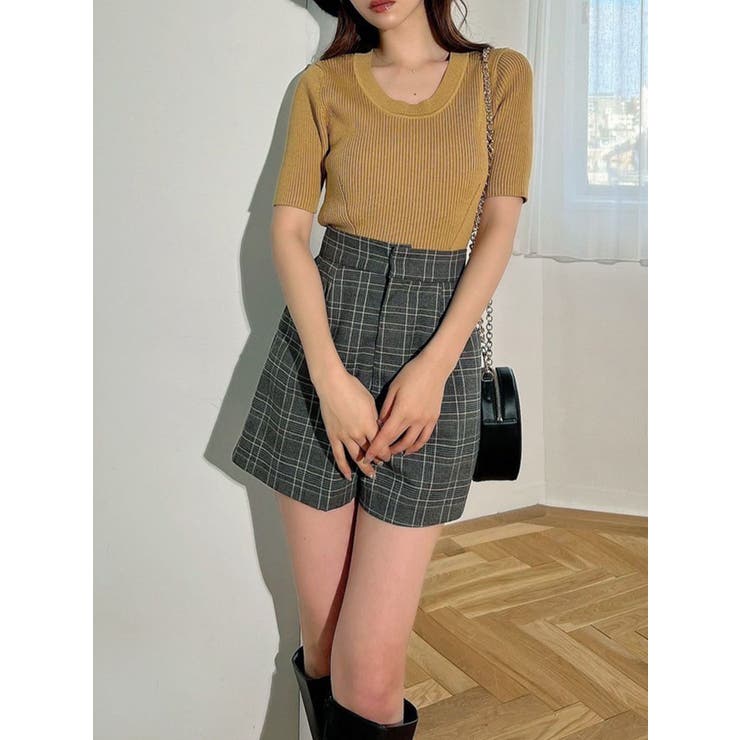 イエロー | ラウンドネックリブニットトップス | RESEXXY