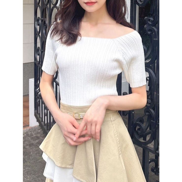 ホワイト | オフショルリブニットトップス | RESEXXY