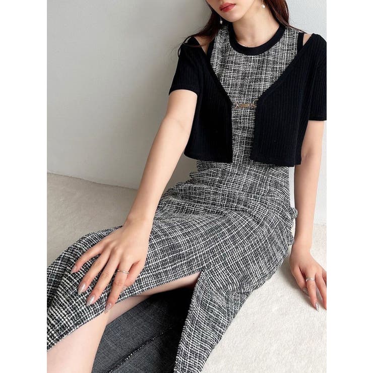 ブラック | チャームリブニットカーディガン【セットアップ着用可能】 | RESEXXY