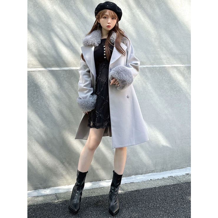 女王蜂 qb luxury ファーコート ネイビー Mサイズ