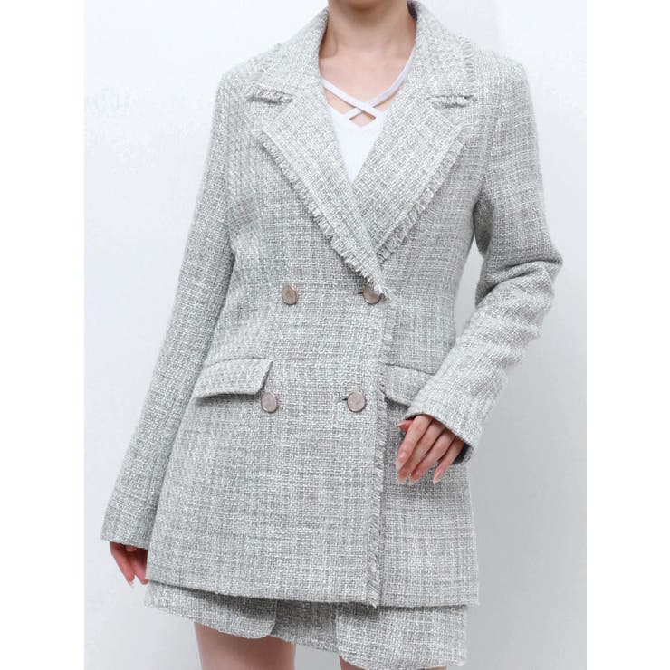 リゼクシー　ツイードジャケット ツイードジャケット【セットアップ着用可能】[品番：MKSW0060356