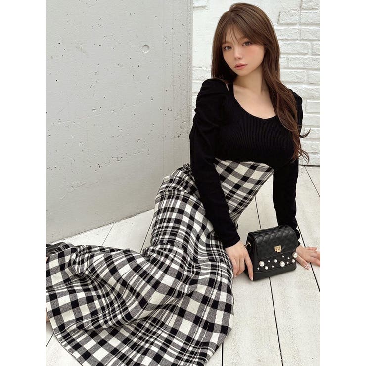 ショルダーオープンマーメイドニットワンピース[品番：MKSW0061378