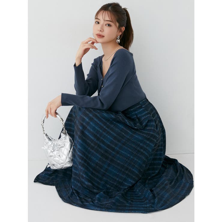 シャイニーチェックフレアワンピース[品番：MKSW0060357]｜RESEXXY