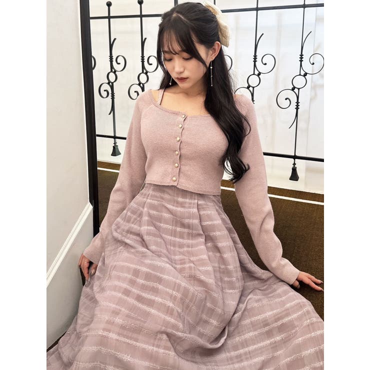 シャイニーチェックフレアワンピース[品番：MKSW0060357