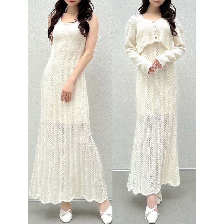 アンサンブルレースニットワンピース[品番：MKSW0060709