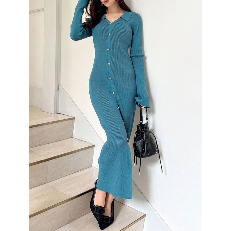 ブルー | ポロニットタイトワンピース | RESEXXY