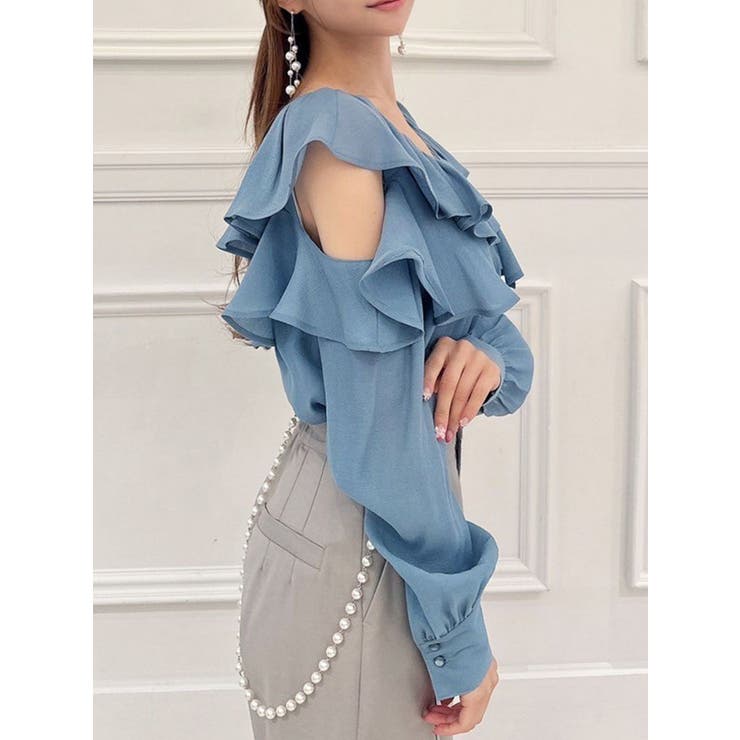 ブルー | ポイントオープンブラウス | RESEXXY