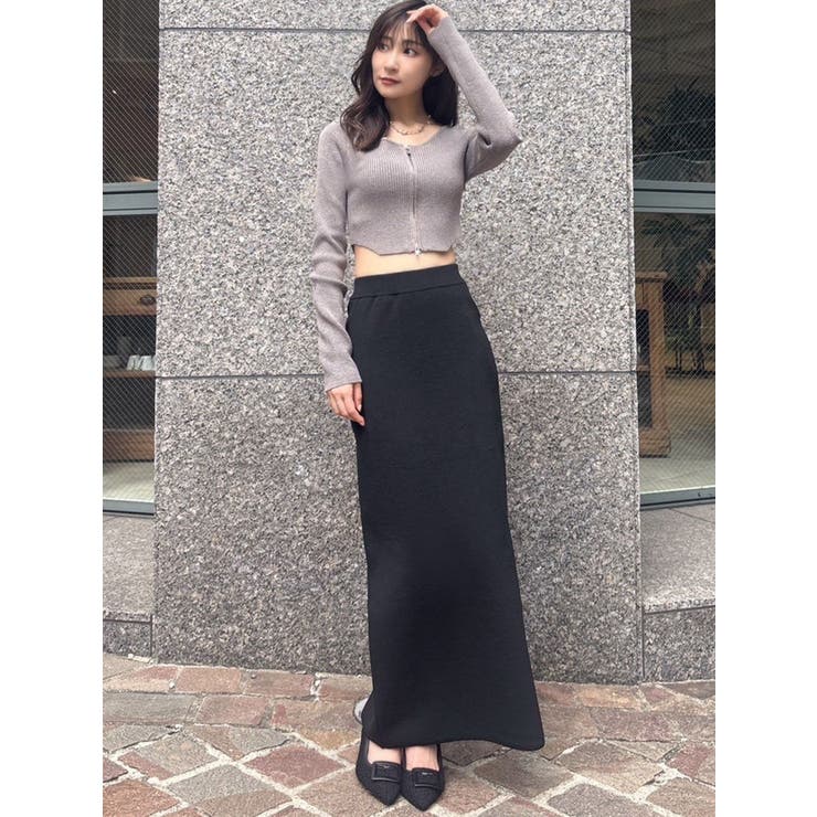 ジップデザインクロップドニットトップス[品番：MKSW0060846