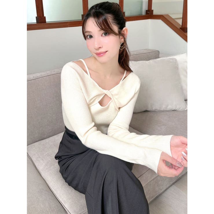 フロントツイストリブニットトップス[品番：MKSW0060708]｜RESEXXY