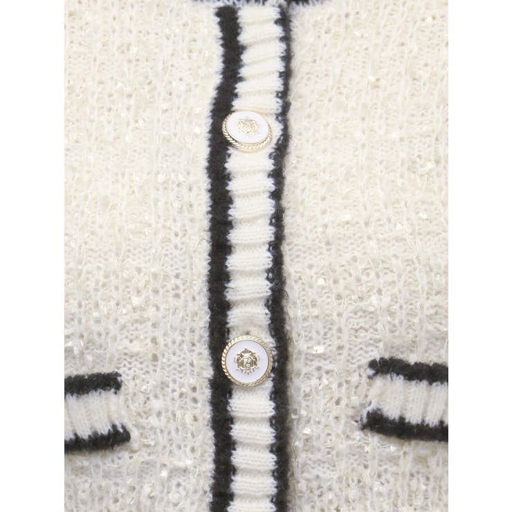 バイカラーツイードニットカーディガン【セットアップ着用可能】[品番