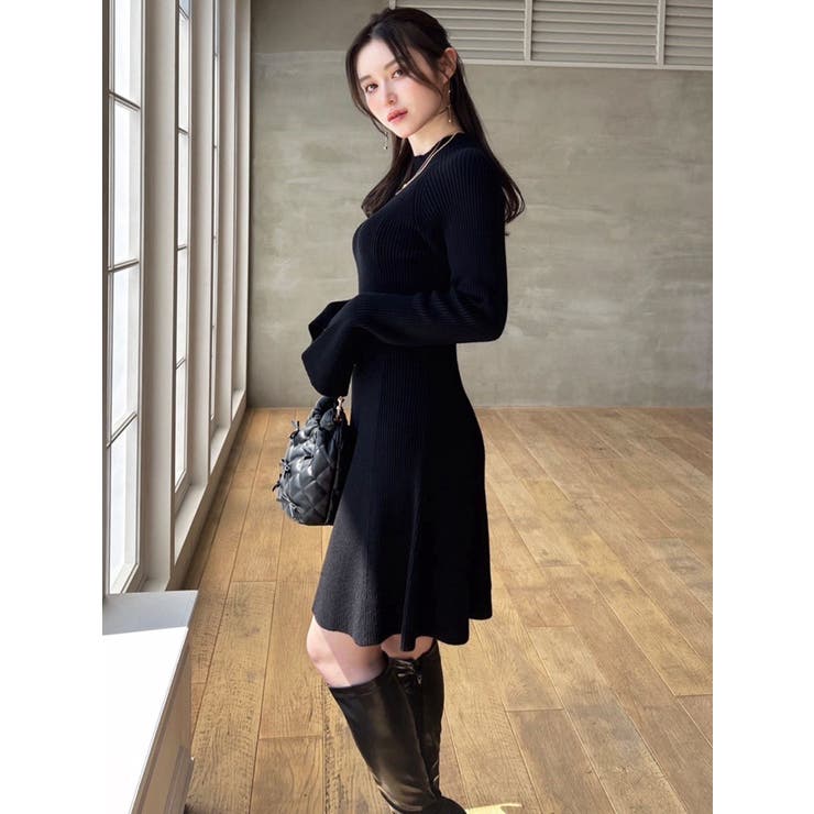 美品 BALENCIAGA ラグランスリーブ 長袖 膝丈 ニットワンピース