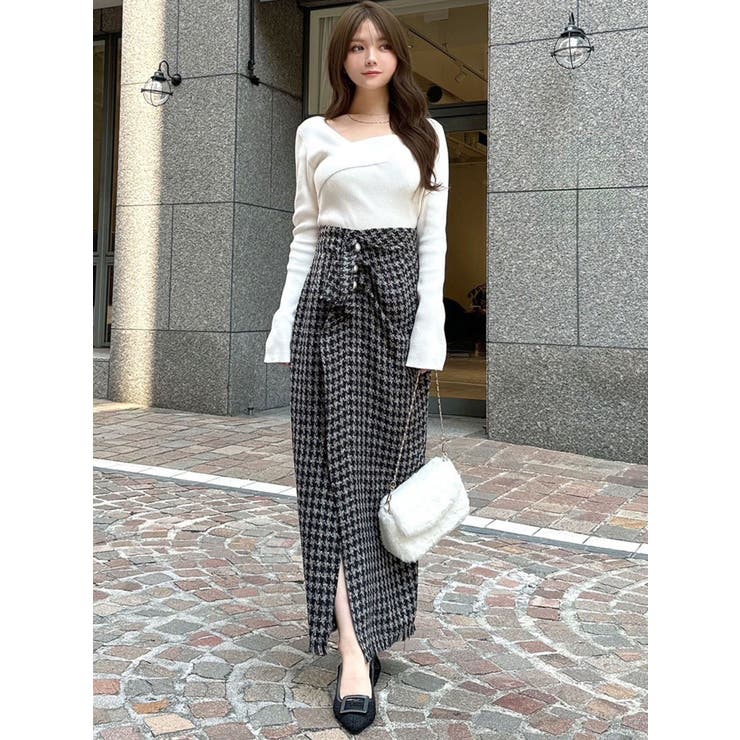 アシンメトリーリブニットトップス[品番：MKSW0061099]｜RESEXXY