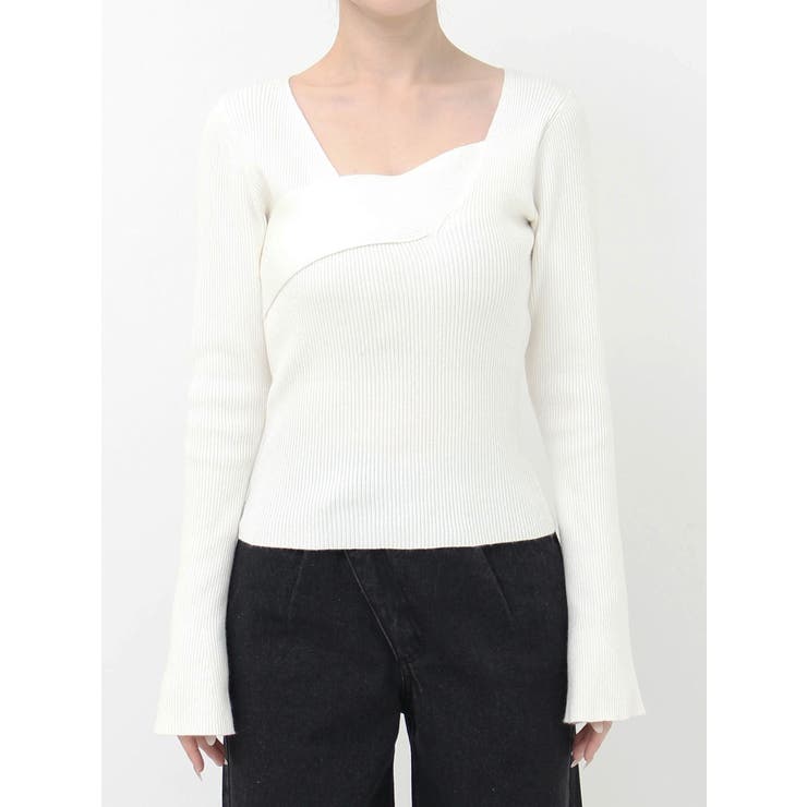 アシンメトリーリブニットトップス[品番：MKSW0061099]｜RESEXXY