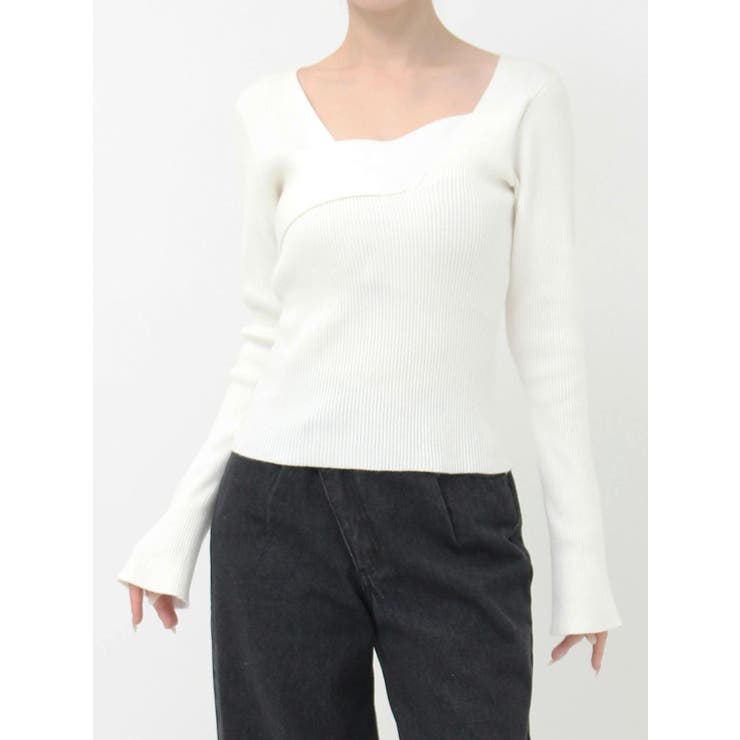 アシンメトリーリブニットトップス[品番：MKSW0061099]｜RESEXXY
