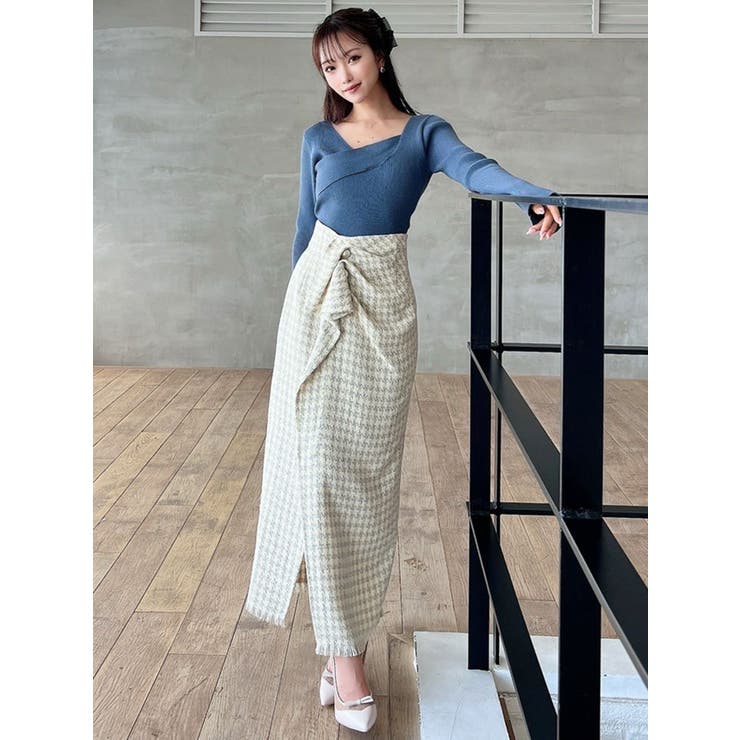 アシンメトリーリブニットトップス[品番：MKSW0061099]｜RESEXXY