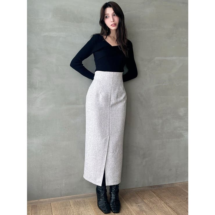 アシンメトリーリブニットトップス[品番：MKSW0061099]｜RESEXXY