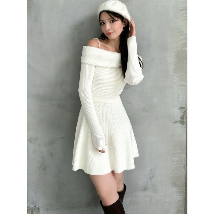 ストラップデザインミニニットワンピース[品番:MKSW0061323 ストラップデザインミニニットワンピース[品番:MKSW0061323