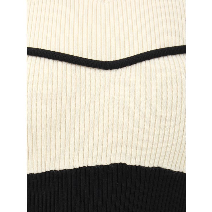 バイカラーラインワンピース（SAX） バイカラーラインワンピース（WHITE） - PINUE