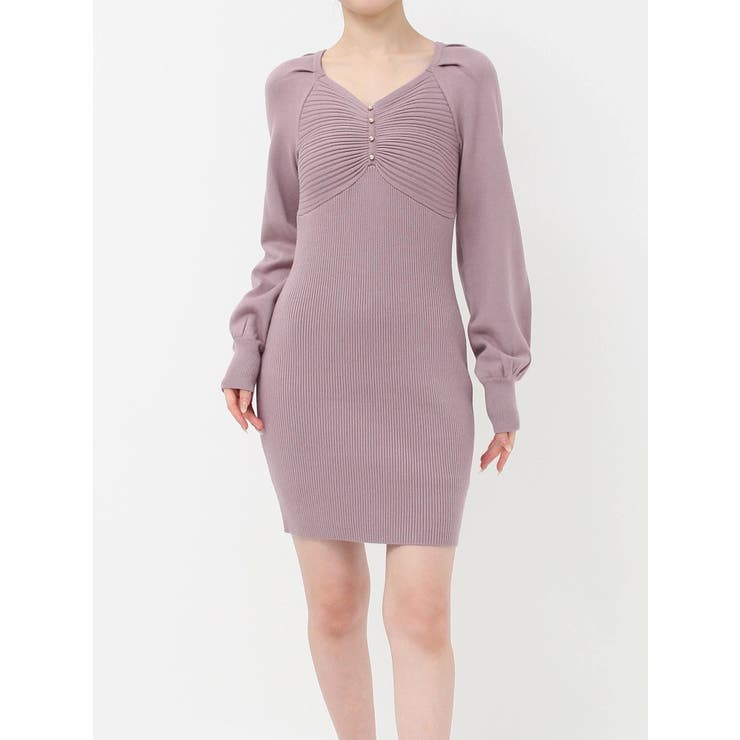 バストデザインニットワンピース[品番：MKSW0061381]｜RESEXXY