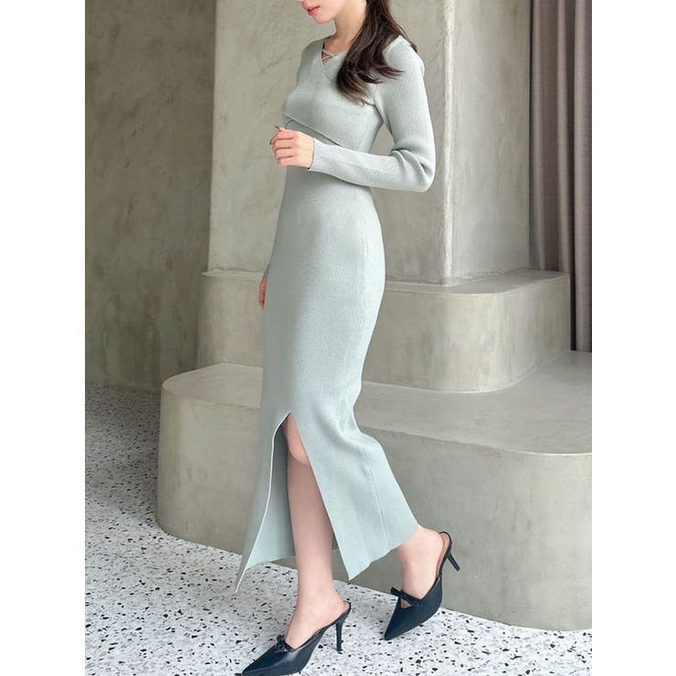 ミントグリーン | ダブルクロスニットワンピース | RESEXXY