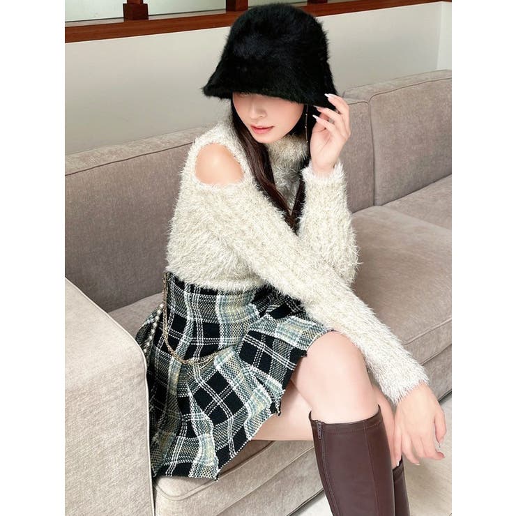 ラメシャギータートルネックニットトップス[品番：MKSW0061321