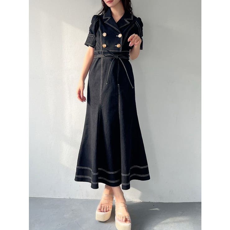 ブラック | ギャザーデザインマーメイドワンピース | RESEXXY