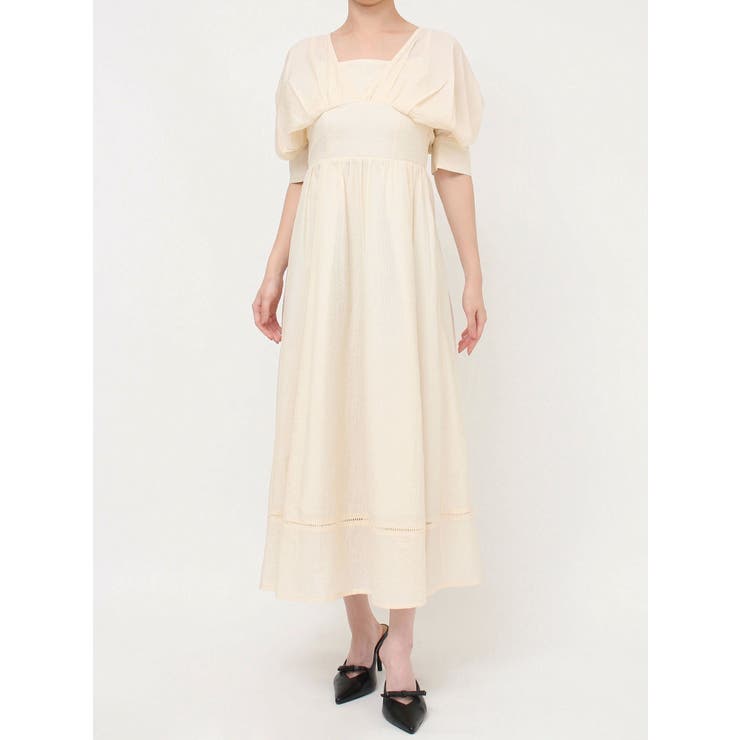 ★Coast フローラルｘレーストリムフレア 魅惑的ワンピ★ USAGI ONLINE限定カラー】Back tie flare long ワンピース