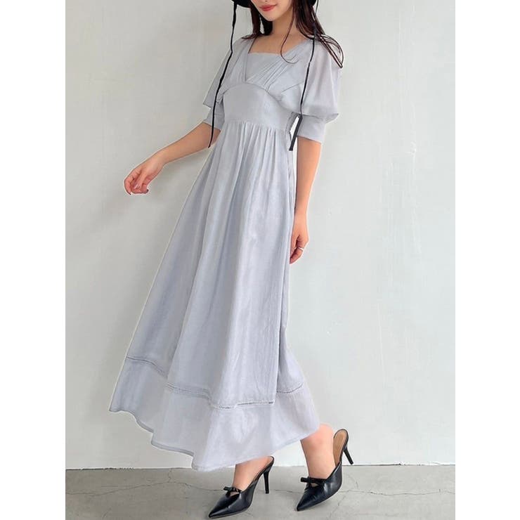 ブルー | レーストリムフレアワンピース | RESEXXY