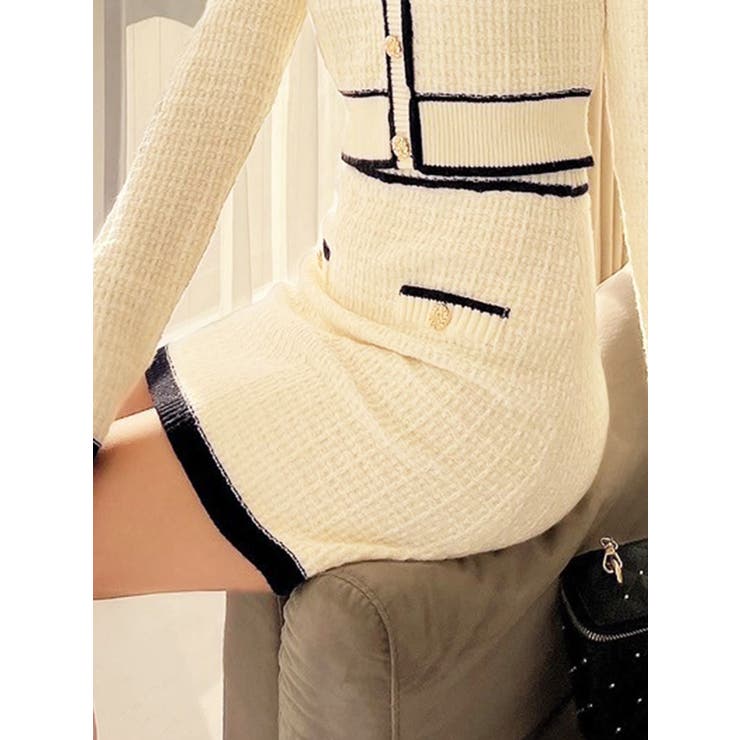 ホワイト | ツイードニットバイカラースカート【セットアップ着用可能】 | RESEXXY