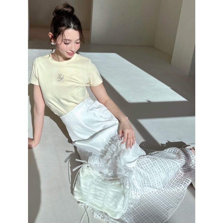 ホワイト | スカラップ切替えフレアスカート | RESEXXY