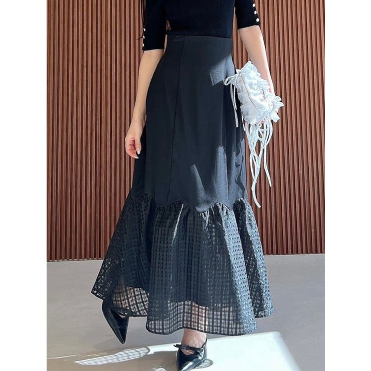 ブラック | スカラップ切替えフレアスカート | RESEXXY