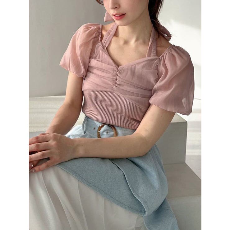 ピンク | ドッキングリボンニットトップス | RESEXXY