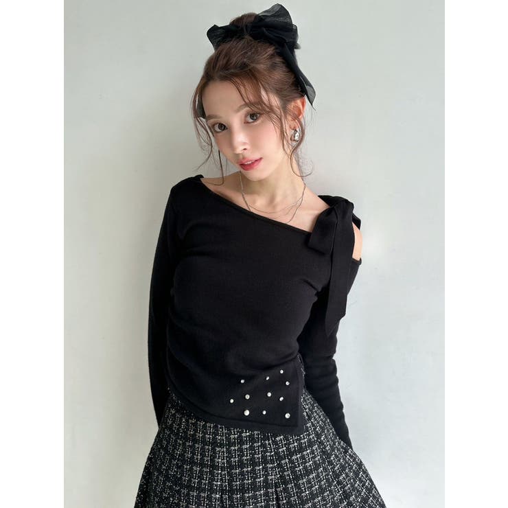 ブラック | ヘムアシメニットトップス | RESEXXY