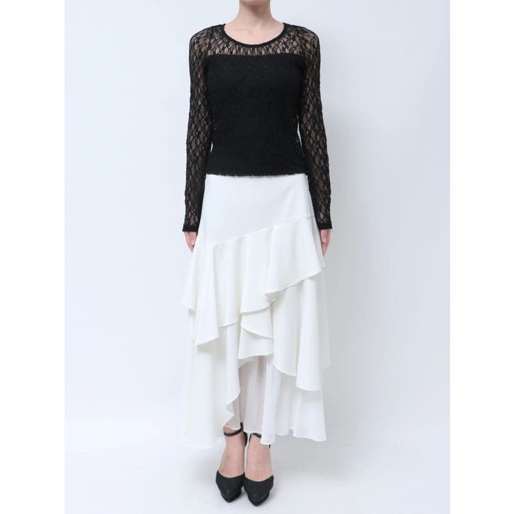 カップ付きストレッチレーストップス[品番：MKSW0063115