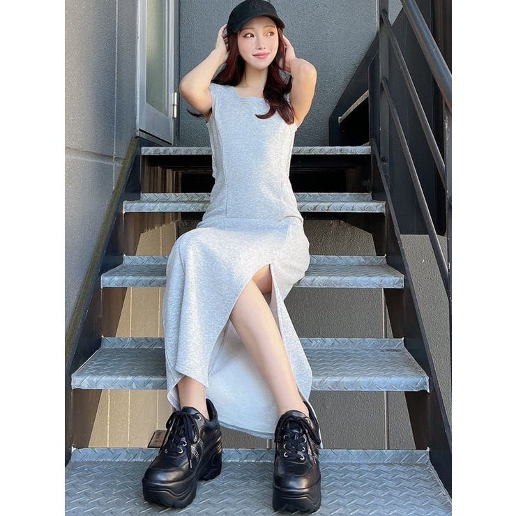 WEB限定】バックオープンスリットワンピース[品番：MKSW0063929