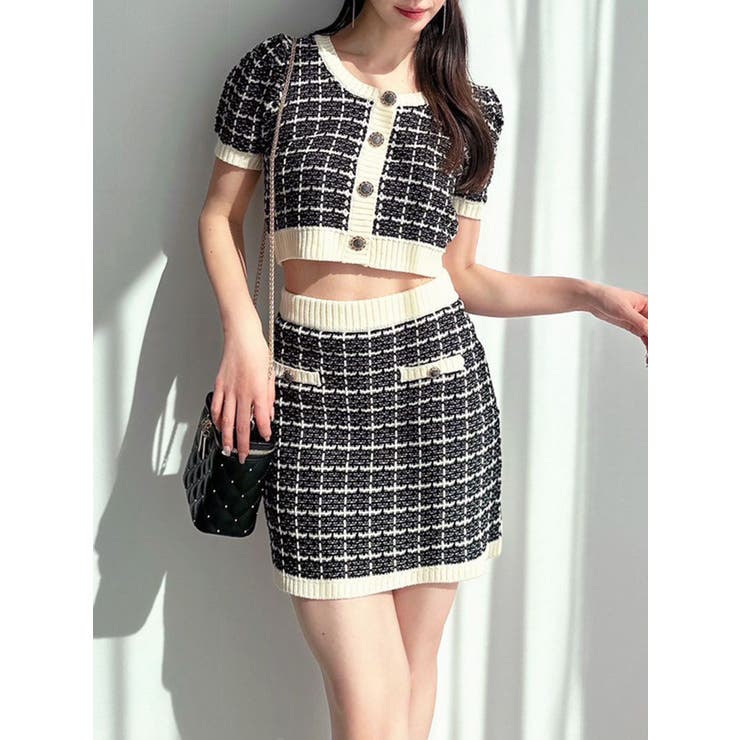 ブラック | バイカラーニットミニスカート【セットアップ着用可能】 | RESEXXY