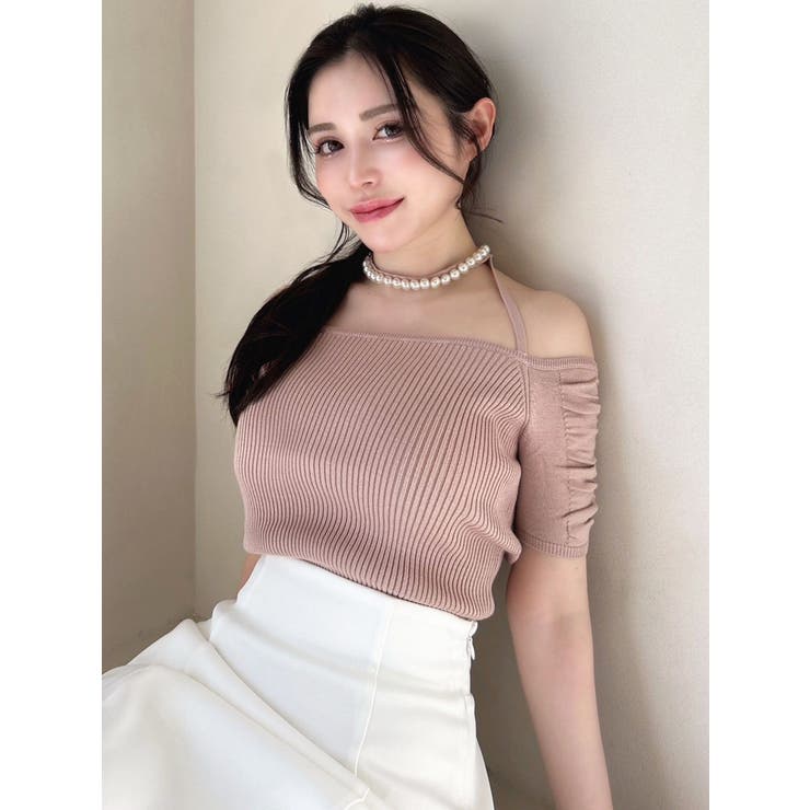 パールチョーカーニットトップス[品番：MKSW0063218]｜RESEXXY