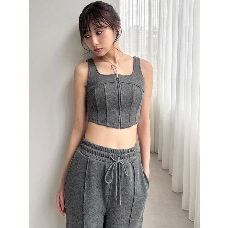 国内発送★VS★Sexy♡シアーメッシュコルセットトップス センターZIPコルセットトップス【セットアップ着用可能】[品番